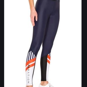 P.E. Nation High-Rise Navy Blue Spell-out Leggings